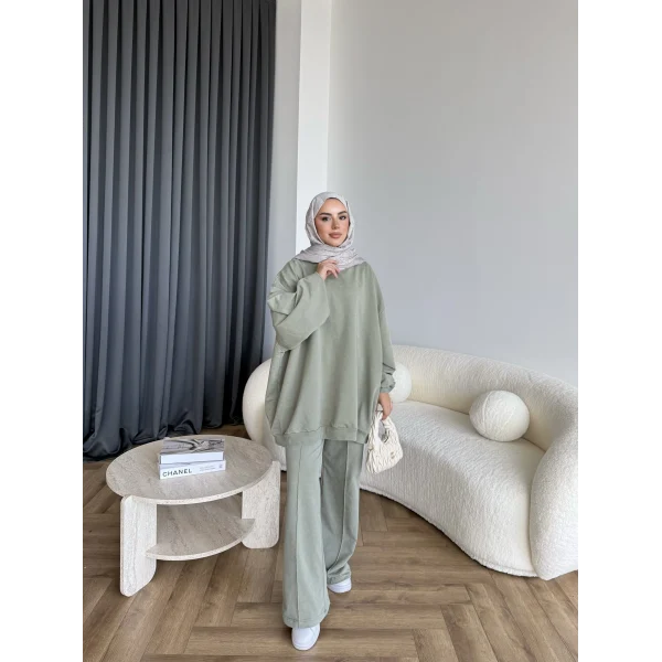 Yıkamalı Eşofman Takım - Yeşil