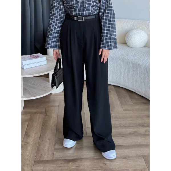 Zeyns Kumaş Palazzo Pantolon - Siyah