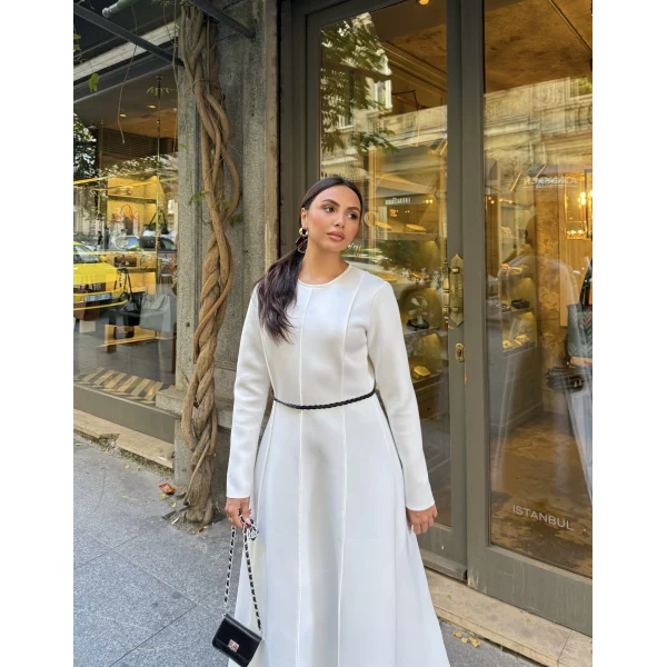 Zühre Puf Elbise - Beyaz