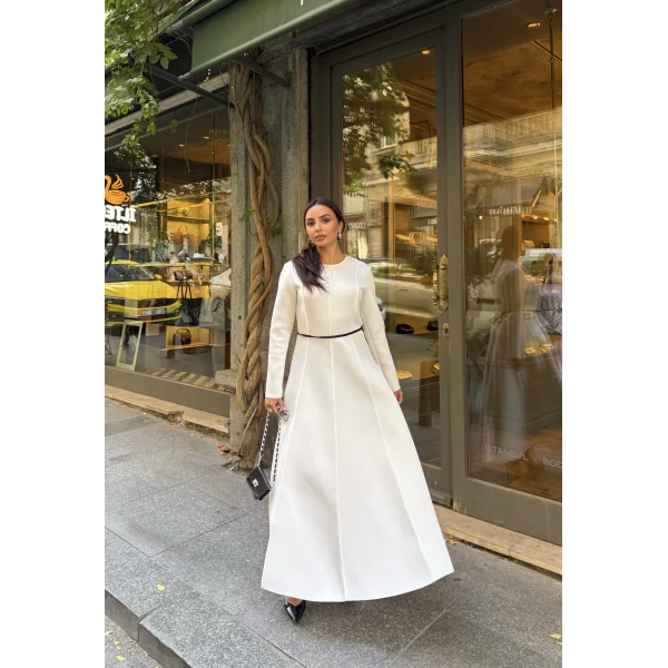 Zühre Puf Elbise - Beyaz