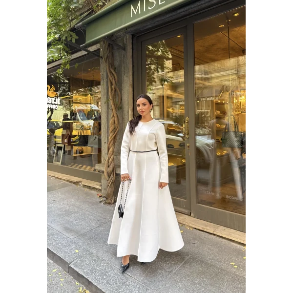 Zühre Puf Elbise - Beyaz