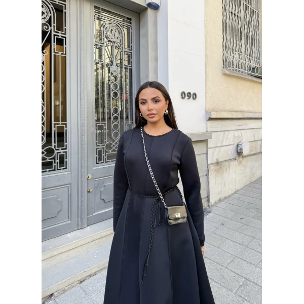 Zühre Puf Elbise - Siyah