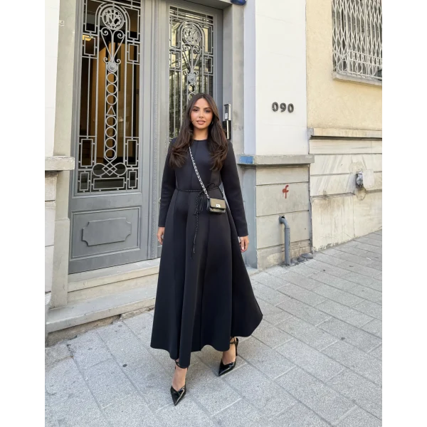 Zühre Puf Elbise - Siyah