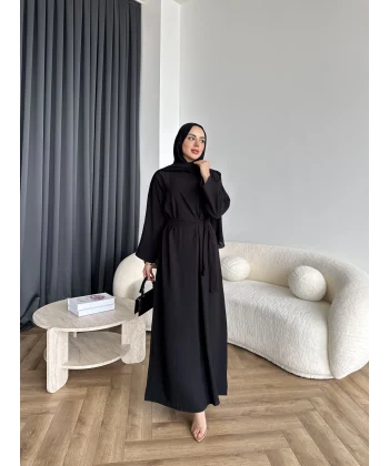 Adeny Krep Kumaş Elbise - Siyah