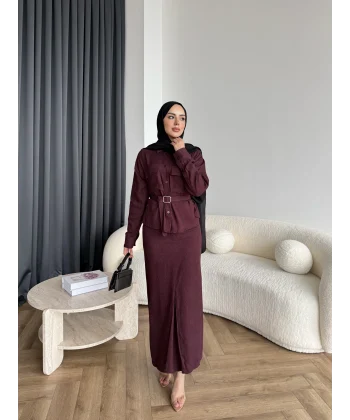 Alvina İndirimli Takım - Bordo