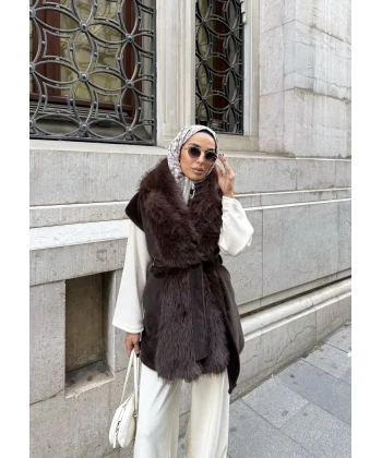 Baslin Kürk Yelek - Acı Kahve