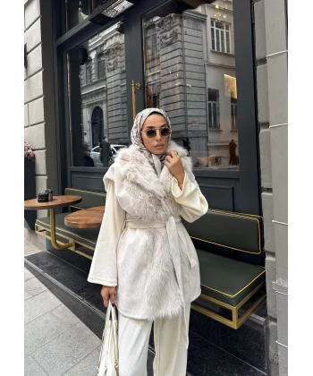 Baslin Kürk Yelek - Bej