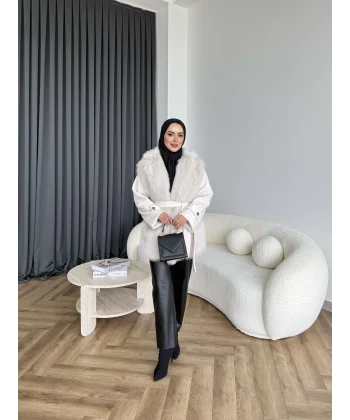 Belsane Kürk Mont - Bej