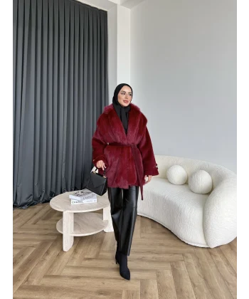 Belsane Kürk Mont - Bordo