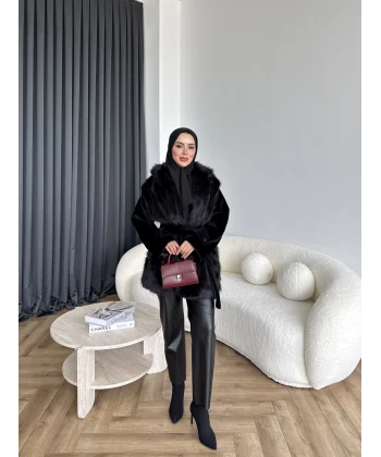 Belsane Kürk Mont - Siyah