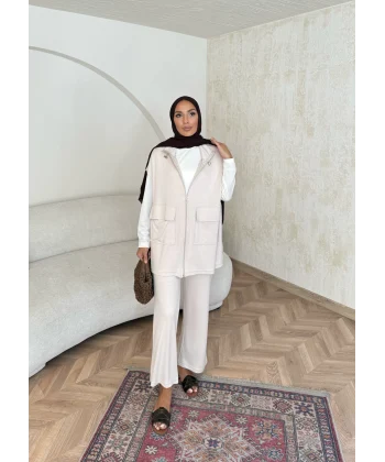 Bluen Yelekli Takım - Bej