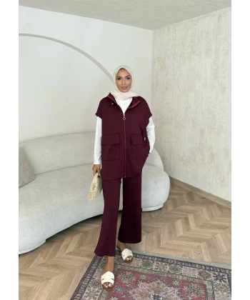 Bluen Yelekli Takım - Bordo