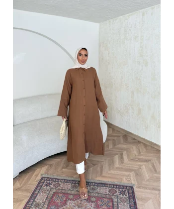 Bulster Müslin Gömlek - Kahve