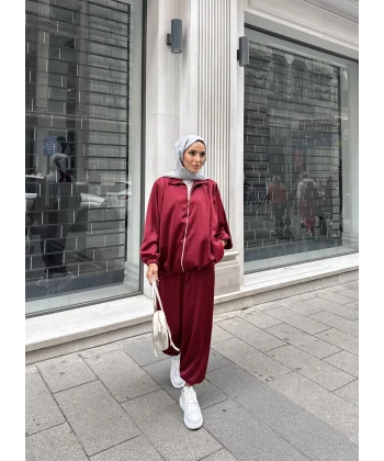 Devil Saten Takım - Bordo