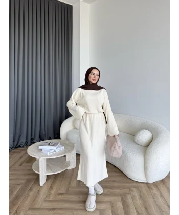 Dora Triko Elbise - Bej