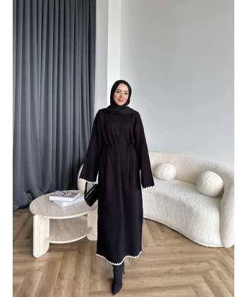 Doray Dantel Detaylı Elbise - Siyah