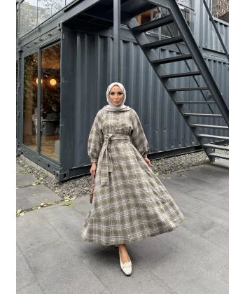 Doria Kareli Elbise - Çağla