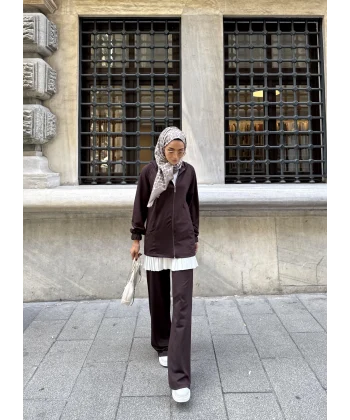 Efran Fermuarlı Takım - Acı Kahve