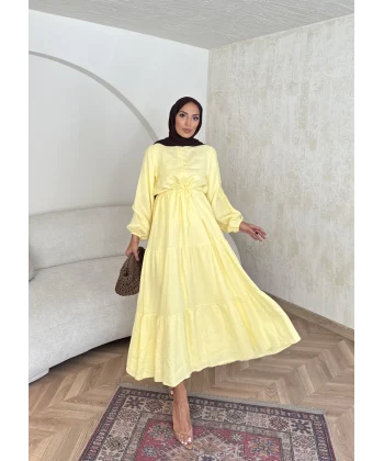 Elian Müslin Elbise - Sarı