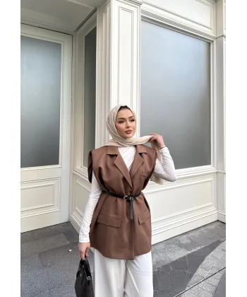 Emr Kemerli Yelek - Kahve