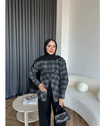 Esla Kareli Gömlek - Siyah