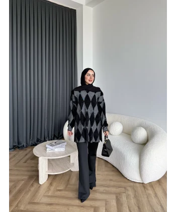 Faramis Baklava Tüylü Kazak - Siyah