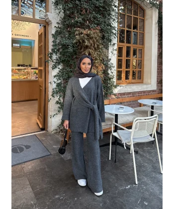 Fireya Bağlamalı Triko Takım - Antrasit