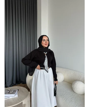 Fiyonklu Kazak - Siyah