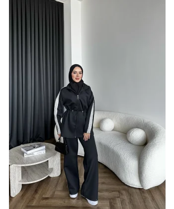 Gollan Fermuarlı Scuba Takım - Siyah