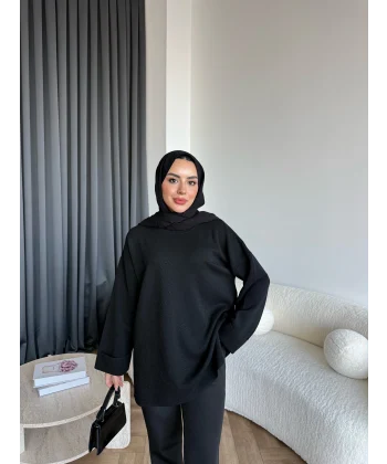 Gülsy Kol Detay Simli Triko Kazak - Siyah