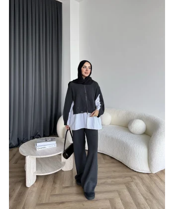 Hanne Gömlek Detaylı Takım - Antrasit