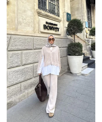 Hanne Gömlek Detaylı Takım - Bej