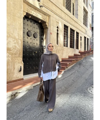 Hanne Gömlek Detaylı Takım - Vizon