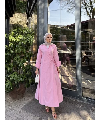 Havan Çapraz Elbise - Pembe