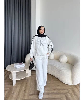 Hps-Muadil Simli Eşofman Takım - Beyaz