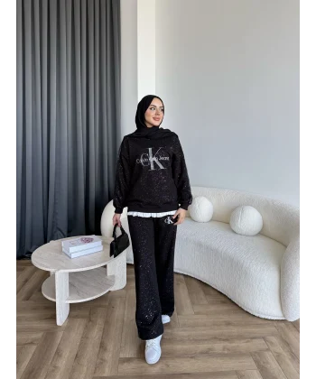 Hps-Muadil Simli Eşofman Takım - Siyah