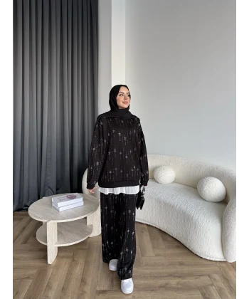 Hps-Muadil Taşlı Eşofman Takım - Siyah