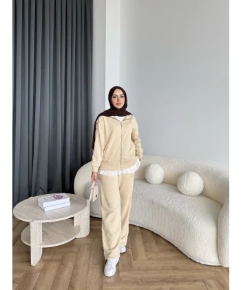 Hps-Yan Şeritli Muadil Takım - Bej