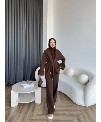 Hümas Kürk Detaylı Takım - Kahve ÖN SİPARİŞ