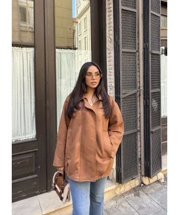 İren Süet Bomber Ceket - Kahve