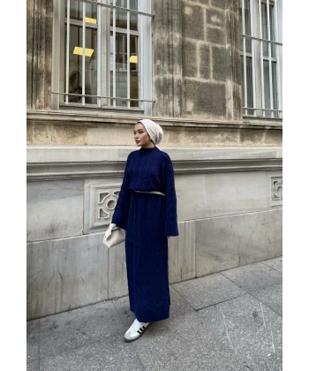 Işıl Örgü Triko Elbise - Lacivert