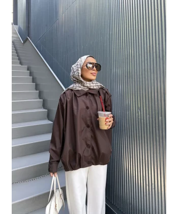 İsra Düğmeli Ceket - Acı Kahve