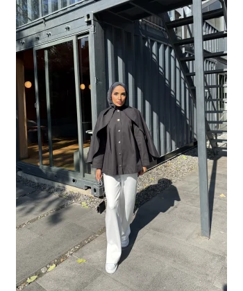 Joelle Pelerinli Ceket - Siyah