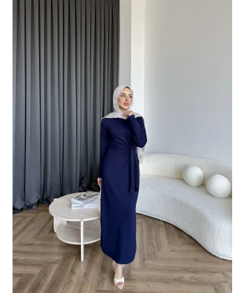 Kelsi Bağlamalı Elbise - Lacivert