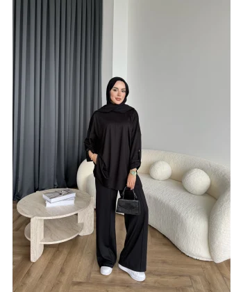 Kol Detaylı Oysh Takım - Siyah