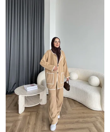 Kuzy Cepli Triko Takım - Camel