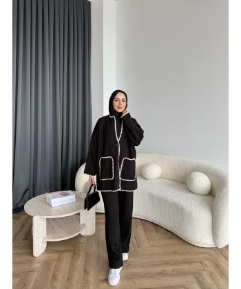 Kuzy Cepli Triko Takım - Siyah