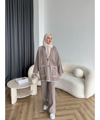 Kuzy Cepli Triko Takım - Vizon