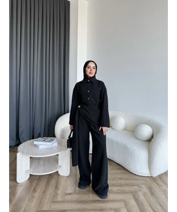 Levs Yan Bağlamalı Takım - Siyah