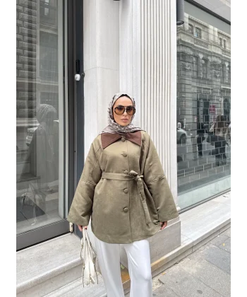 Lezya Yaka Detay Ceket - Yeşil